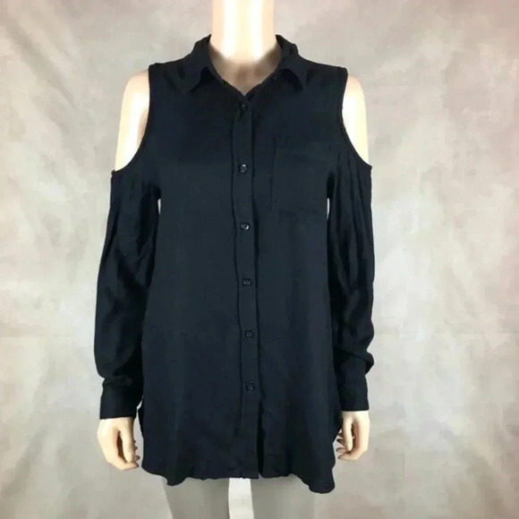 Urban Outfitters Cold-Shoulder Button Front Top MEDIUM - Picture 3 of 6